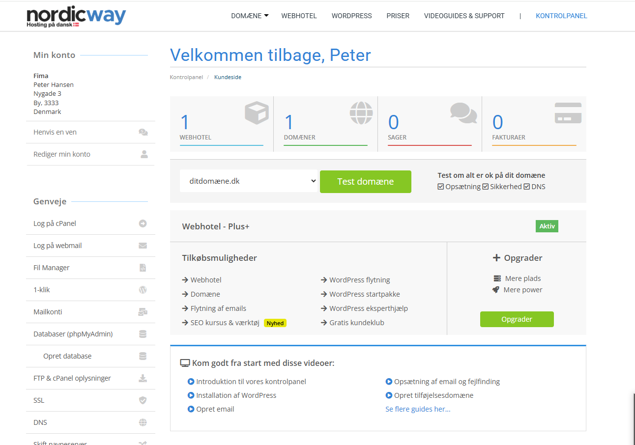 kontrolpanel hos nordicway