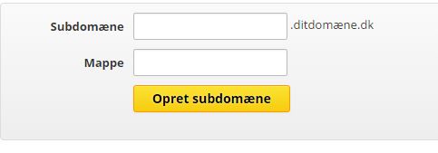 Opret subdomæne